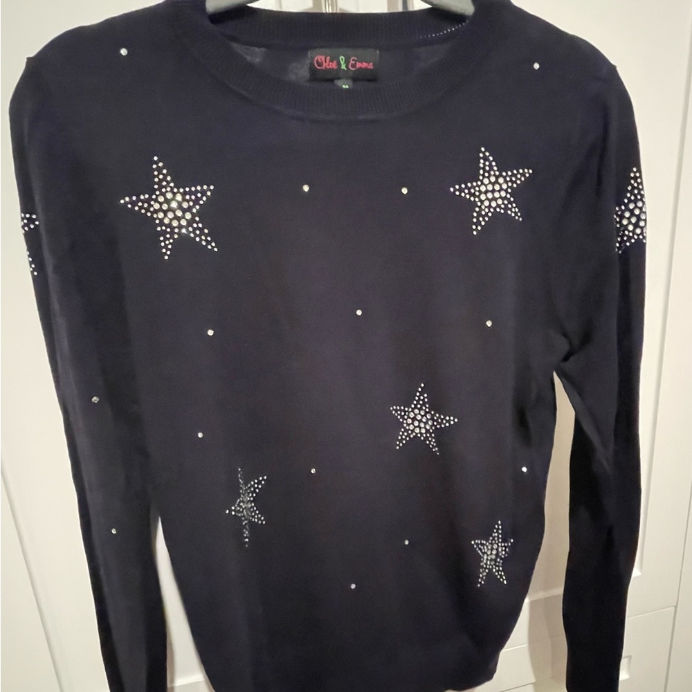 Navy Star Embellished Sweater